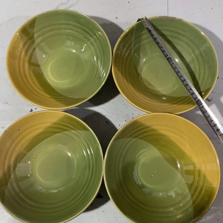 瓷片五厂三色斗笠面碗四个微瑕疵