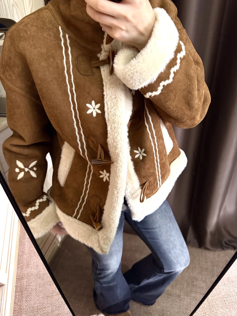 【HOW SU SE】2025秋冬新款麂皮加厚外套女休闲百搭立领防风短款