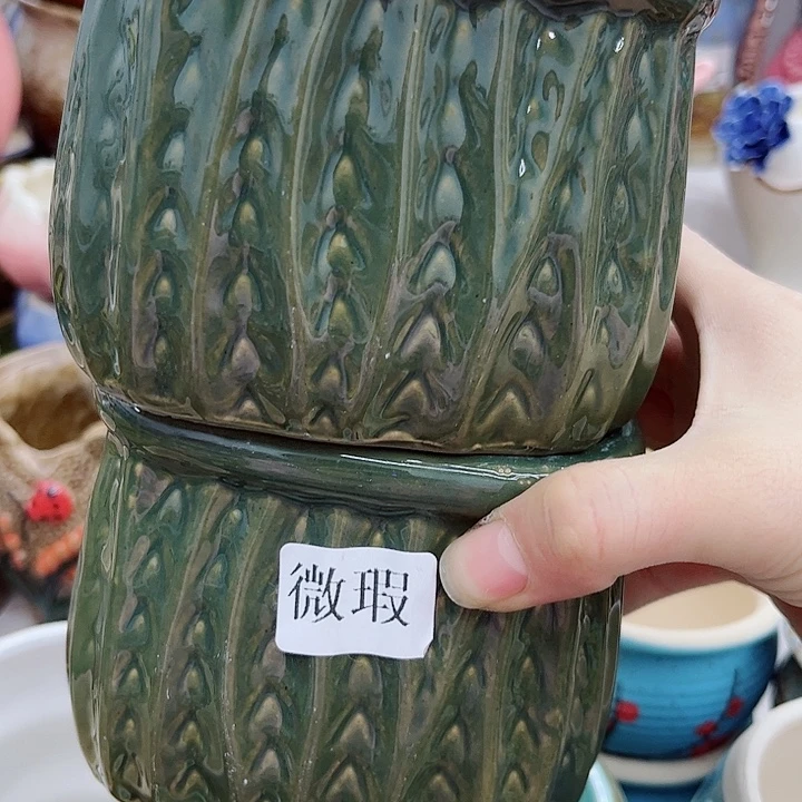 多肉绿植陶瓷花盆9.9包邮，有孔