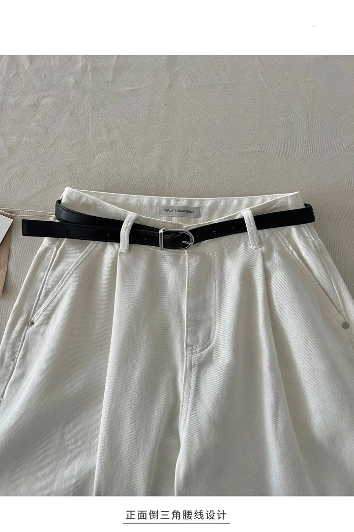 韩式柔软松弛感阔腿百搭牛仔裤