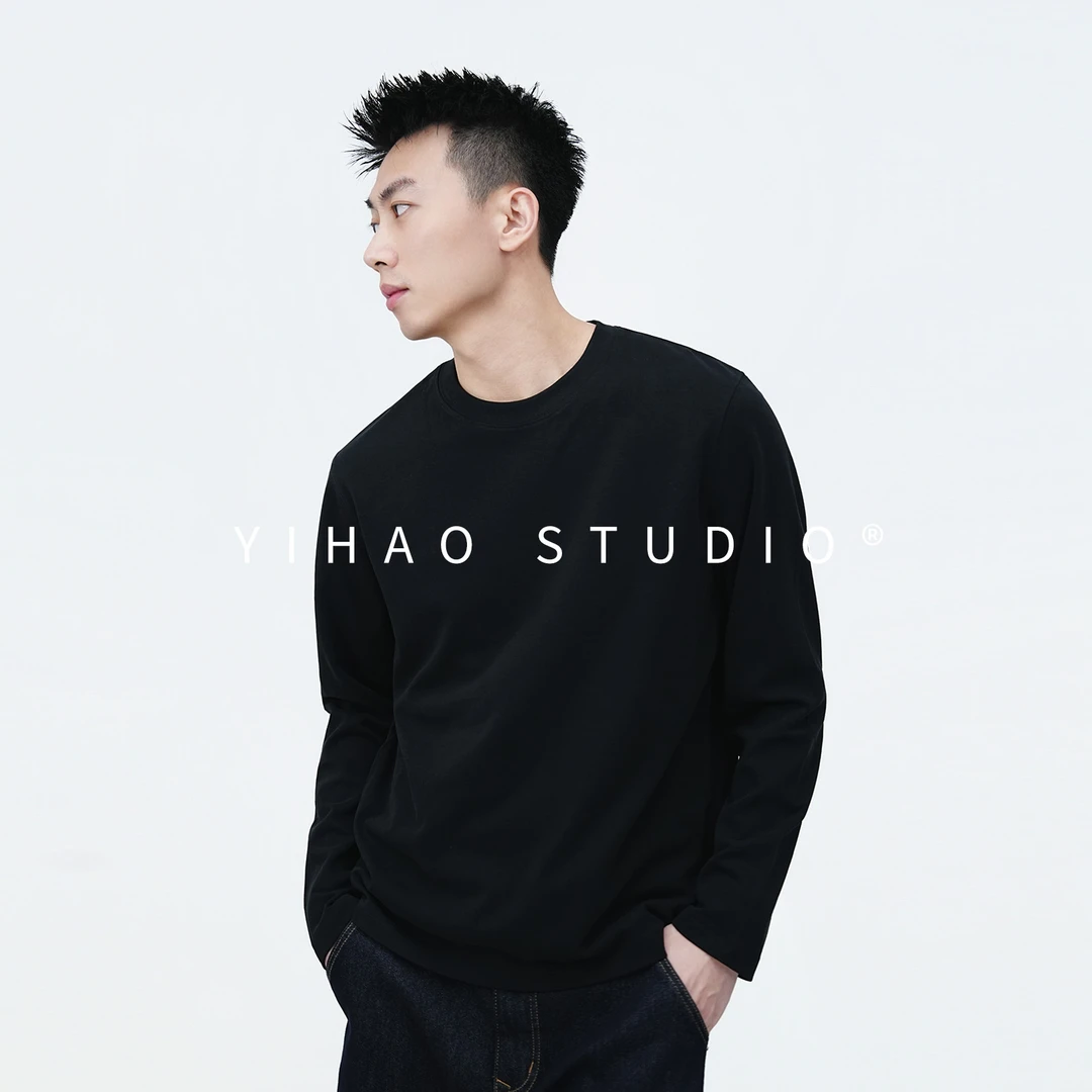 YIHAO STUDIO秋冬男款高级亲肤保暖长袖T恤休闲百搭修身圆领内搭