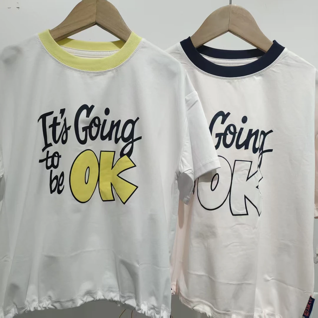 夏季套头童装男圆领套装百搭半袖女常规时尚印花女童(OK)