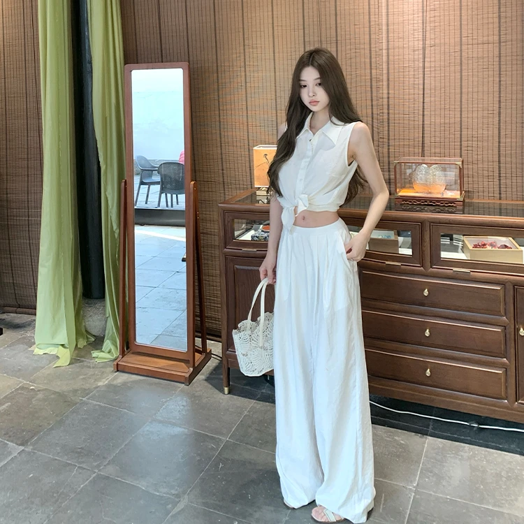 titi小姐姐【慵懒午后】休闲裤女夏松弛感薄款宽松显瘦中腰阔腿裤