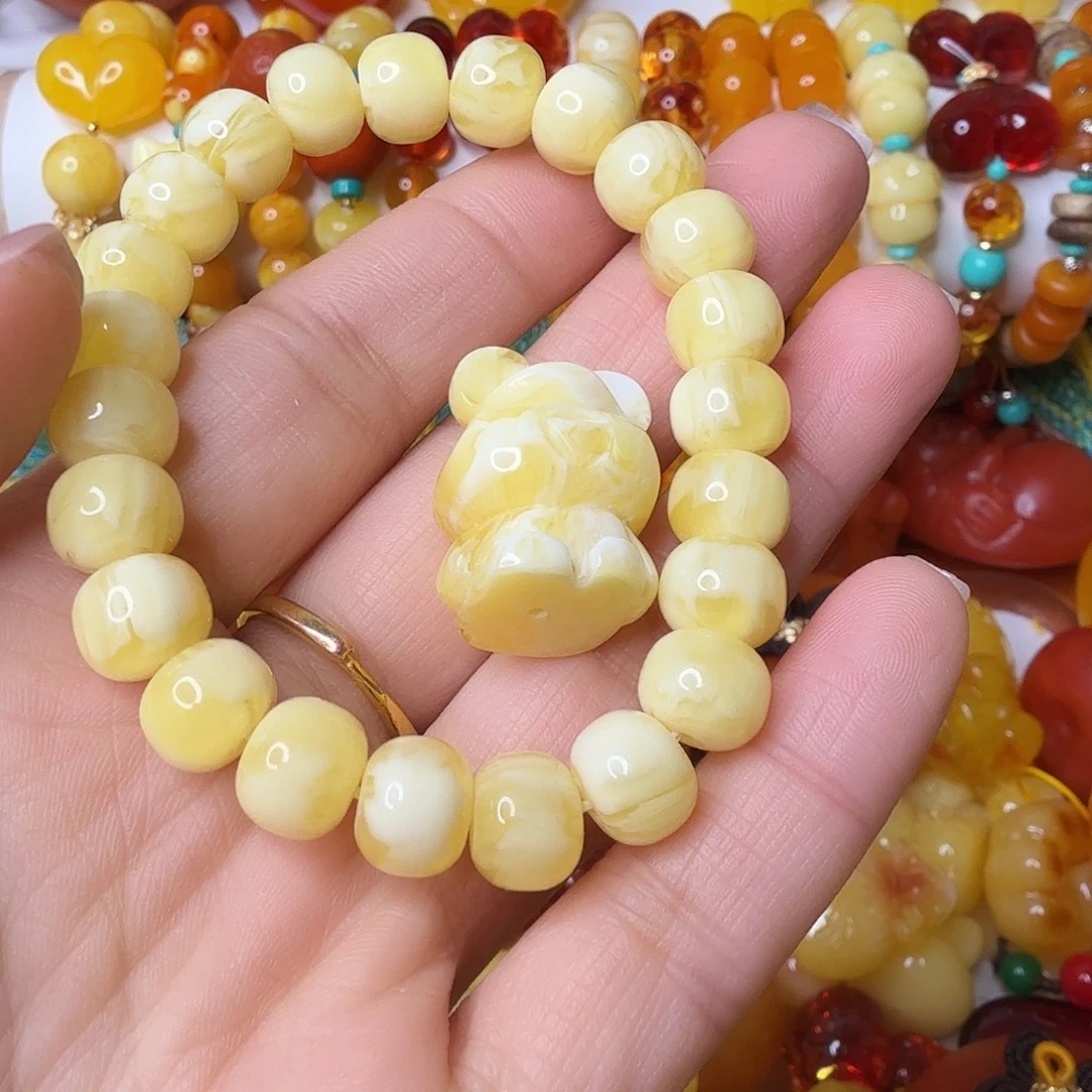 *****非金属白蜡花小熊加松松裴珠