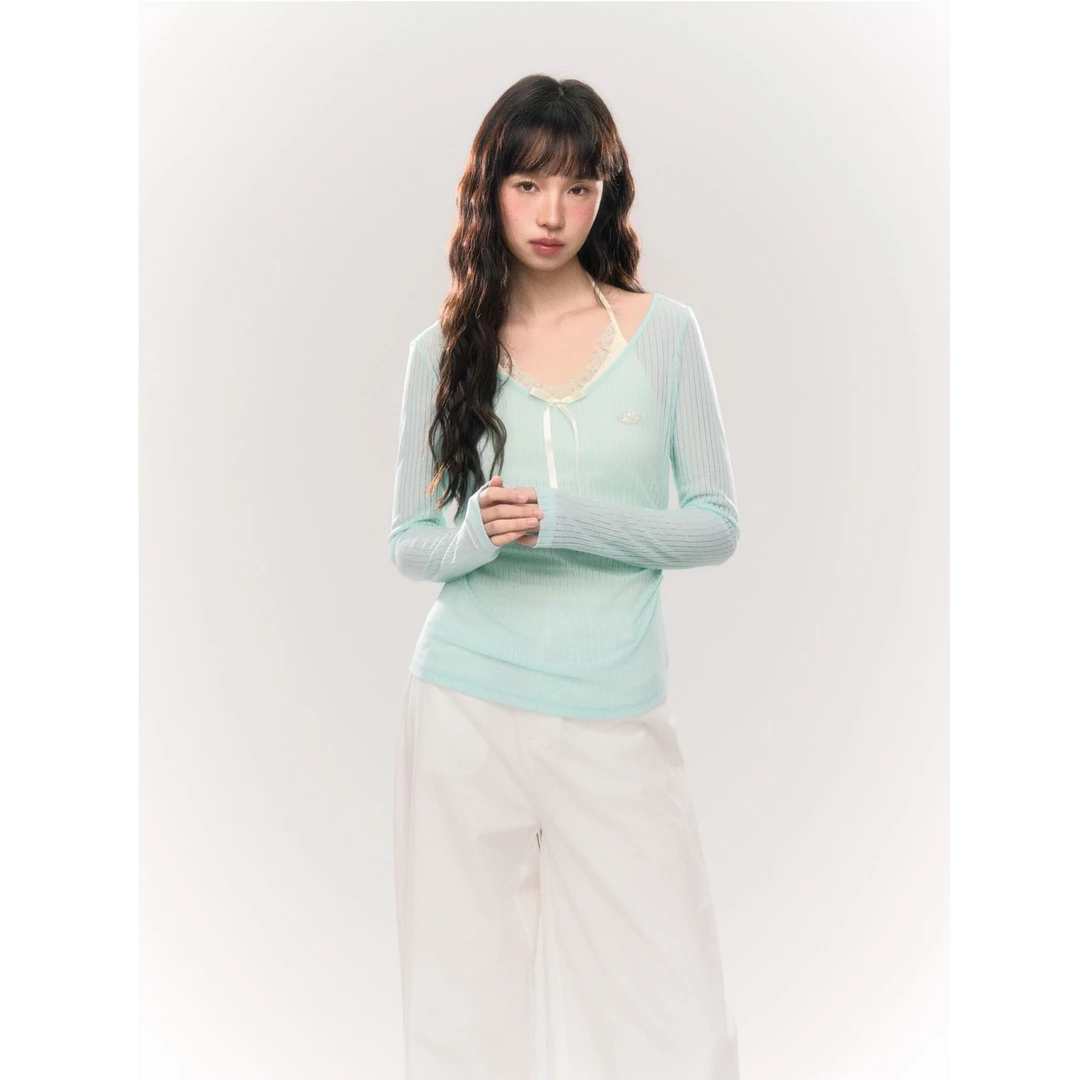 清长袖百搭夏季时尚薄款抽褶肌理罩衫NOTCX24665