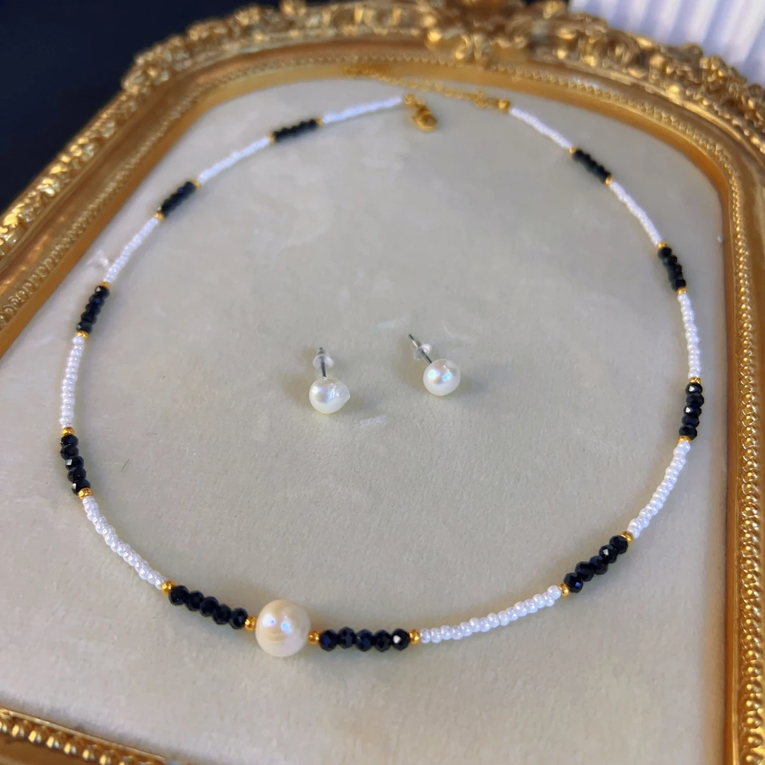 铜合金仿珍珠项链 哈尼西牧时尚百搭手工两件套#0008294