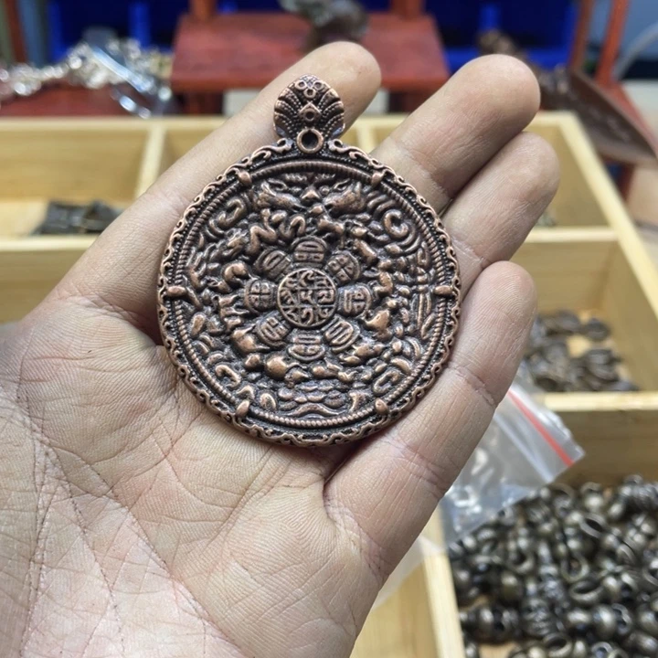 藏传紫利马九宫一个手工翻砂