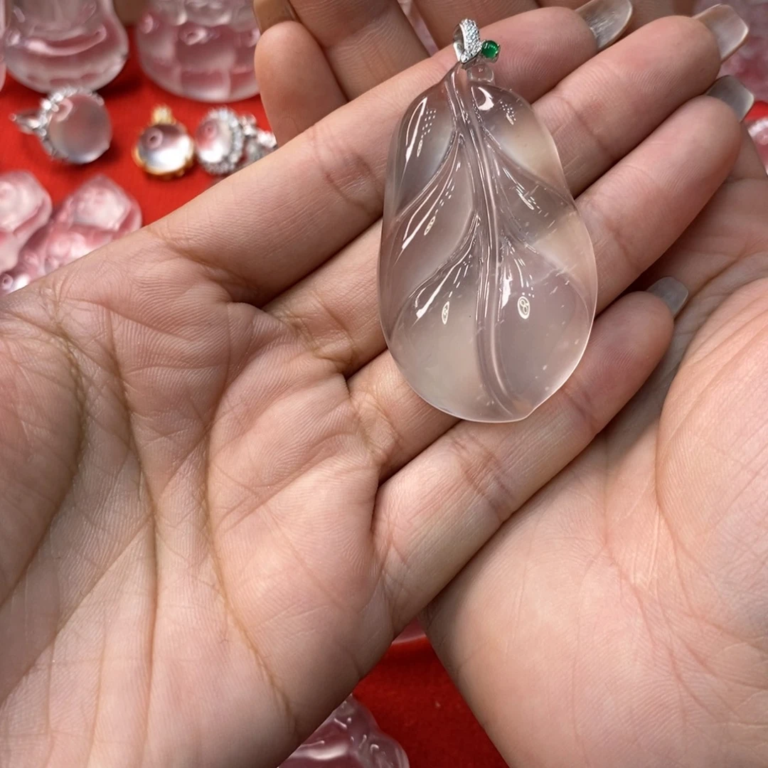 程***石英质玉银S925镶嵌吊坠