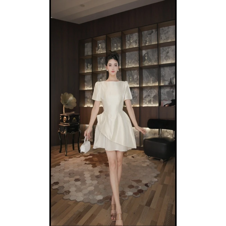 七爷定制 法式气质名媛显瘦优雅时尚连衣裙 9045