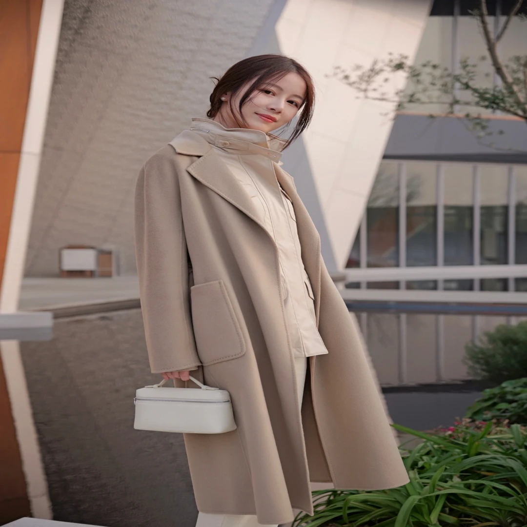 未使用 MaxMara 未使用/MaxMara/W118336/翻领系带长款大衣/36码