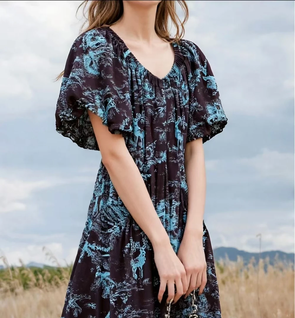 300斤大码女装胖mm夏季法式浪漫显瘦气质中长款连衣裙