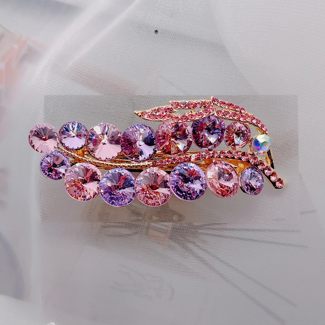 对夹日韩女头饰弹簧夹顶夹鸭夹发饰紫色边夹气质发夹