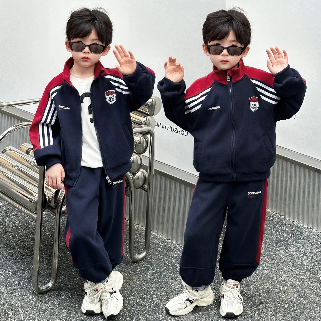 男童秋装儿童运动套装2025男宝外套秋季套装藏青色运动休闲套装