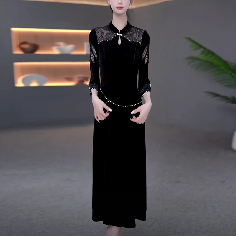 新中式气质梨形身材穿搭减龄修身洋气大气收腰妈妈装女人味连衣裙