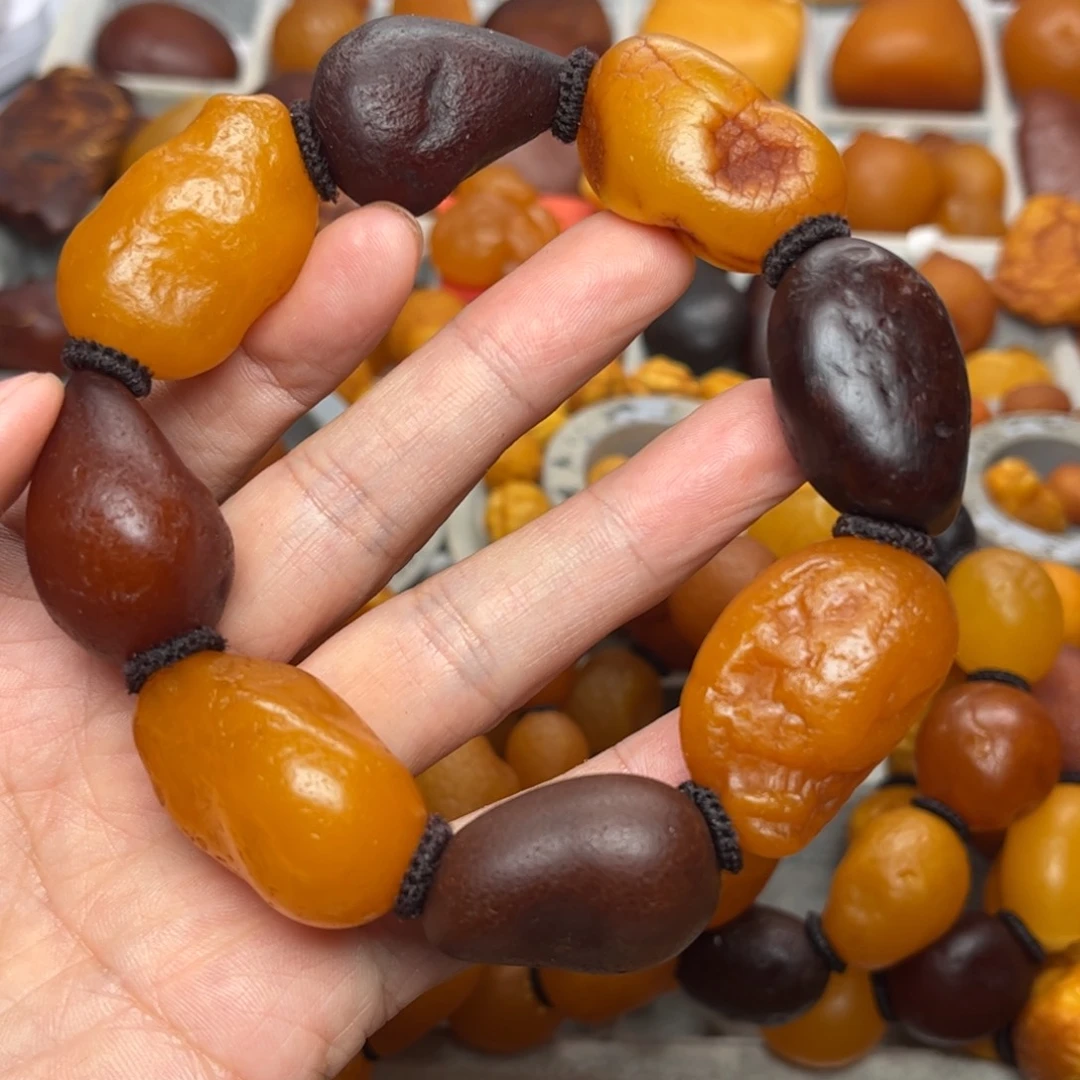 琥珀裸石未镶嵌天然蜜蜡手串
