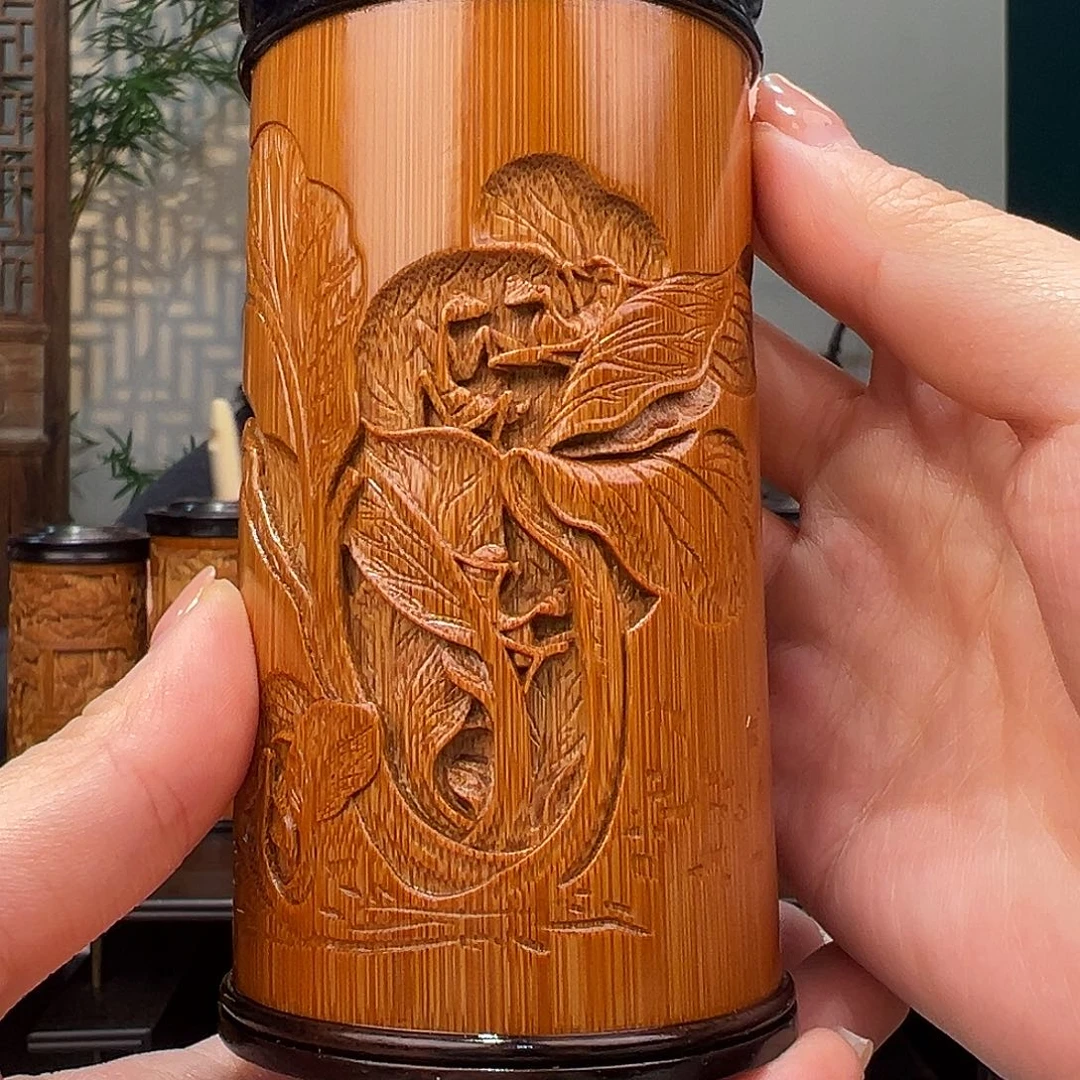 竹竹雕白菜茶叶罐