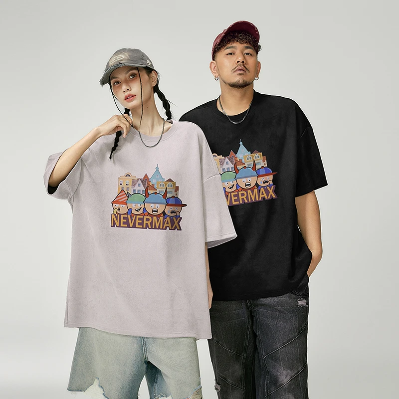 NMAX大码潮牌男装25年夏趣味彩色美式字母印花短袖T恤FNT077