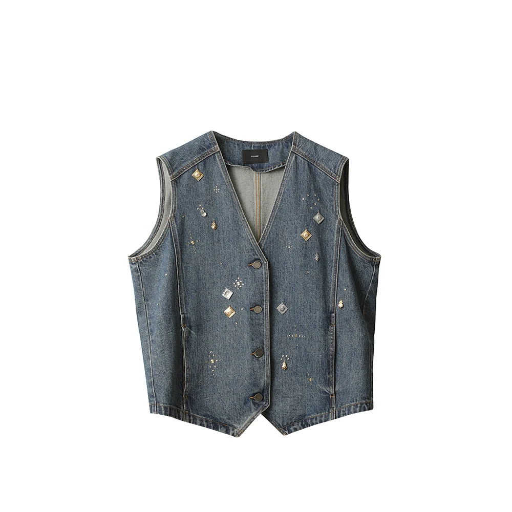 ICE DUST金属装饰牛仔马甲