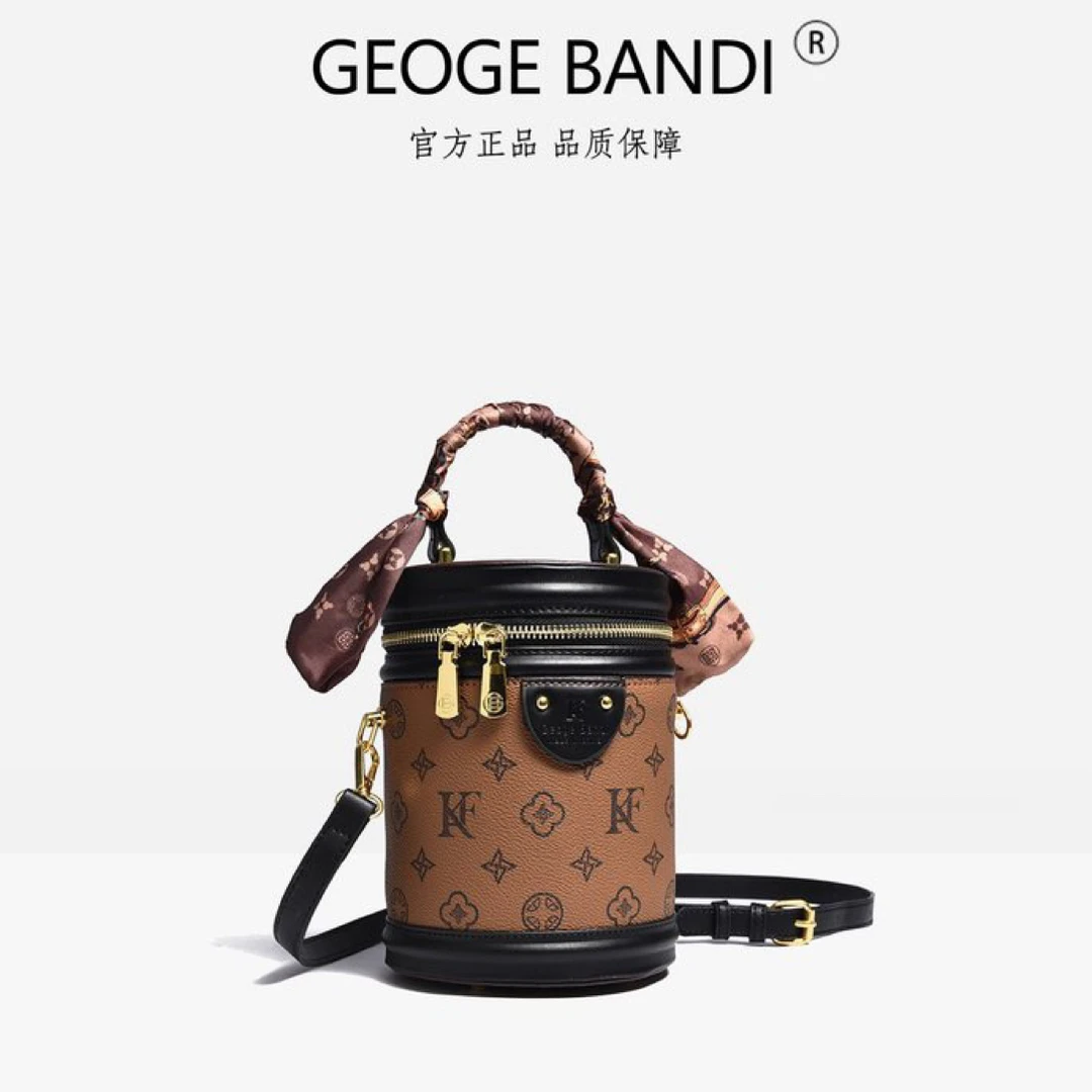 【乔治邦迪】时尚百搭复古圆筒女包单肩斜挎手提包