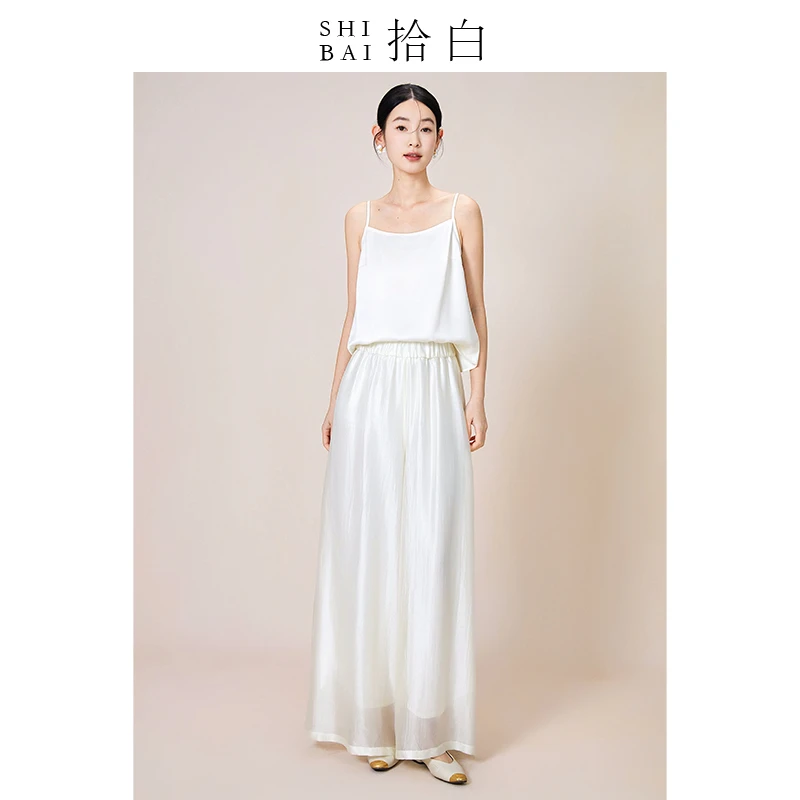 拾白新中式夏季仙气飘逸百搭透气轻薄禅意舒适显瘦高阔腿裤SU8137