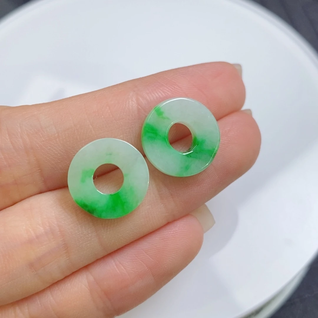 翡翠未镶嵌耳饰甜甜圈