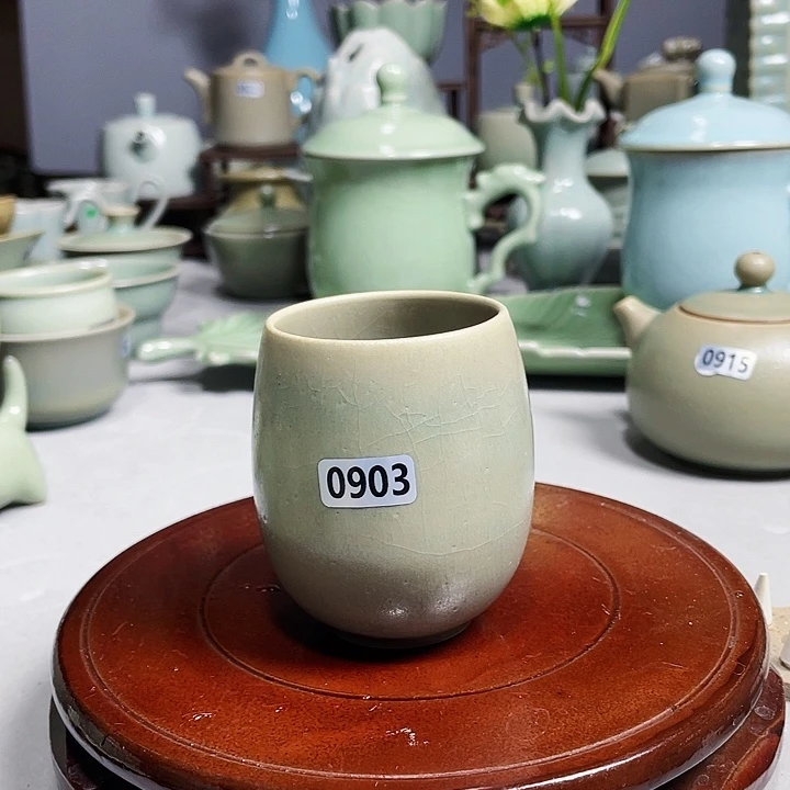 原矿釉柴烧汝瓷龙蛋杯
