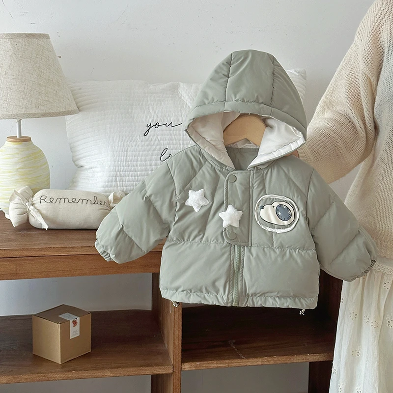 LL白鸭绒儿童羽绒服加厚保暖宝宝上衣星星小狗婴儿羽绒外套25W707