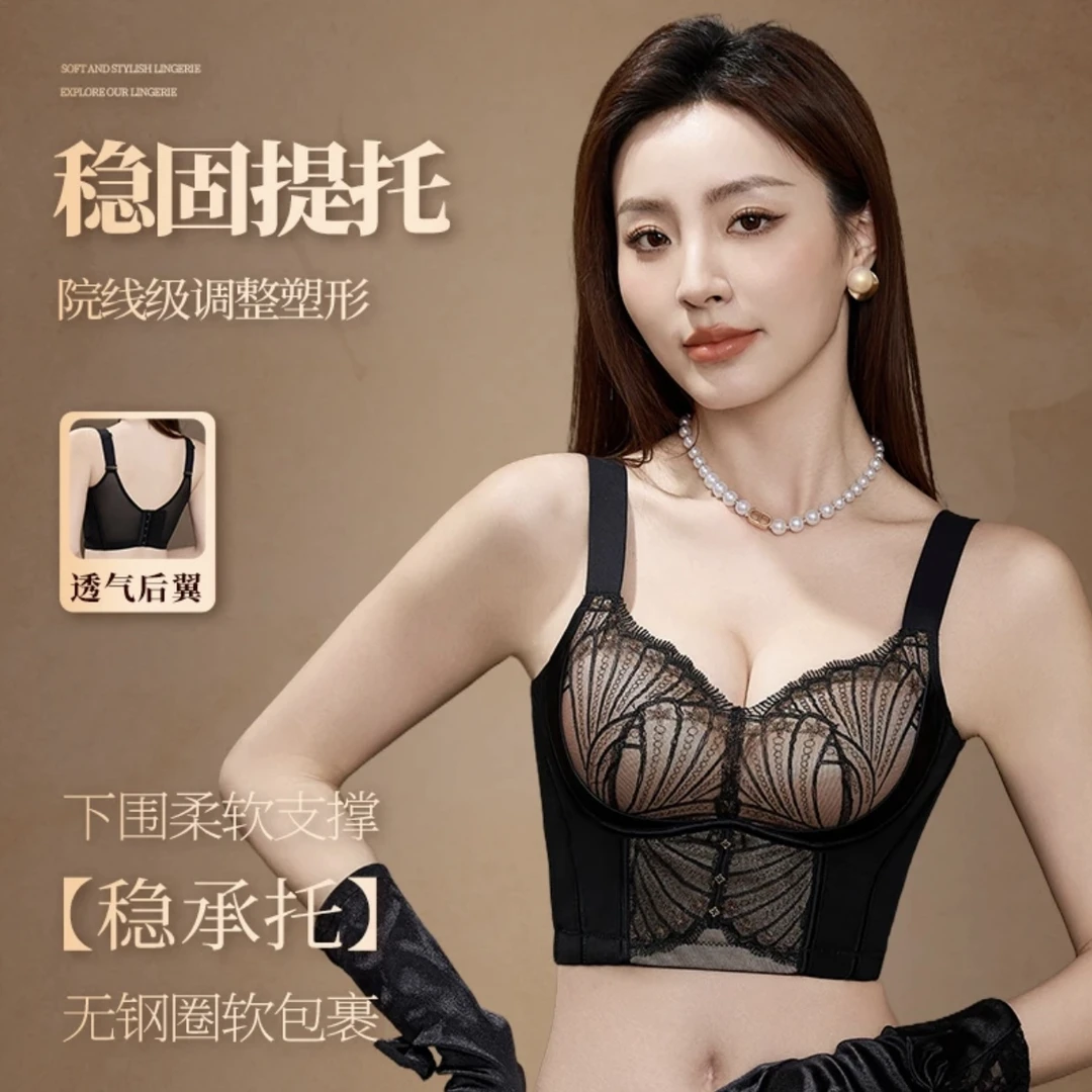 【黄金甲】复古蕾丝调整塑形聚拢侧收防下垂无钢圈内衣607