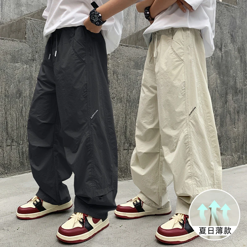 男童裤子夏季薄款防蚊裤2025新款中大童男孩夏装儿童速干休闲长裤