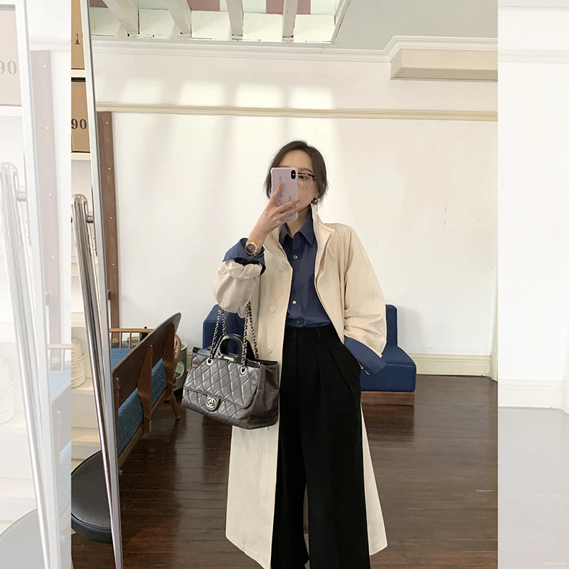 职场氧气风衣 早八人通勤明星也爱穿 宽松双层门襟长外套QW241039