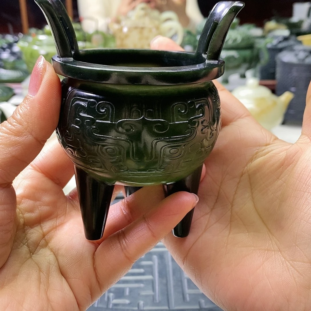 和田玉香炉 微瑕未镶嵌樾*