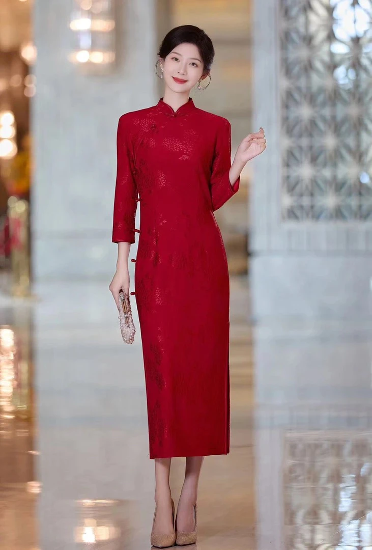 （141）M码  85斤-100斤 时尚 气质 长度约120cm 百搭改良版旗袍