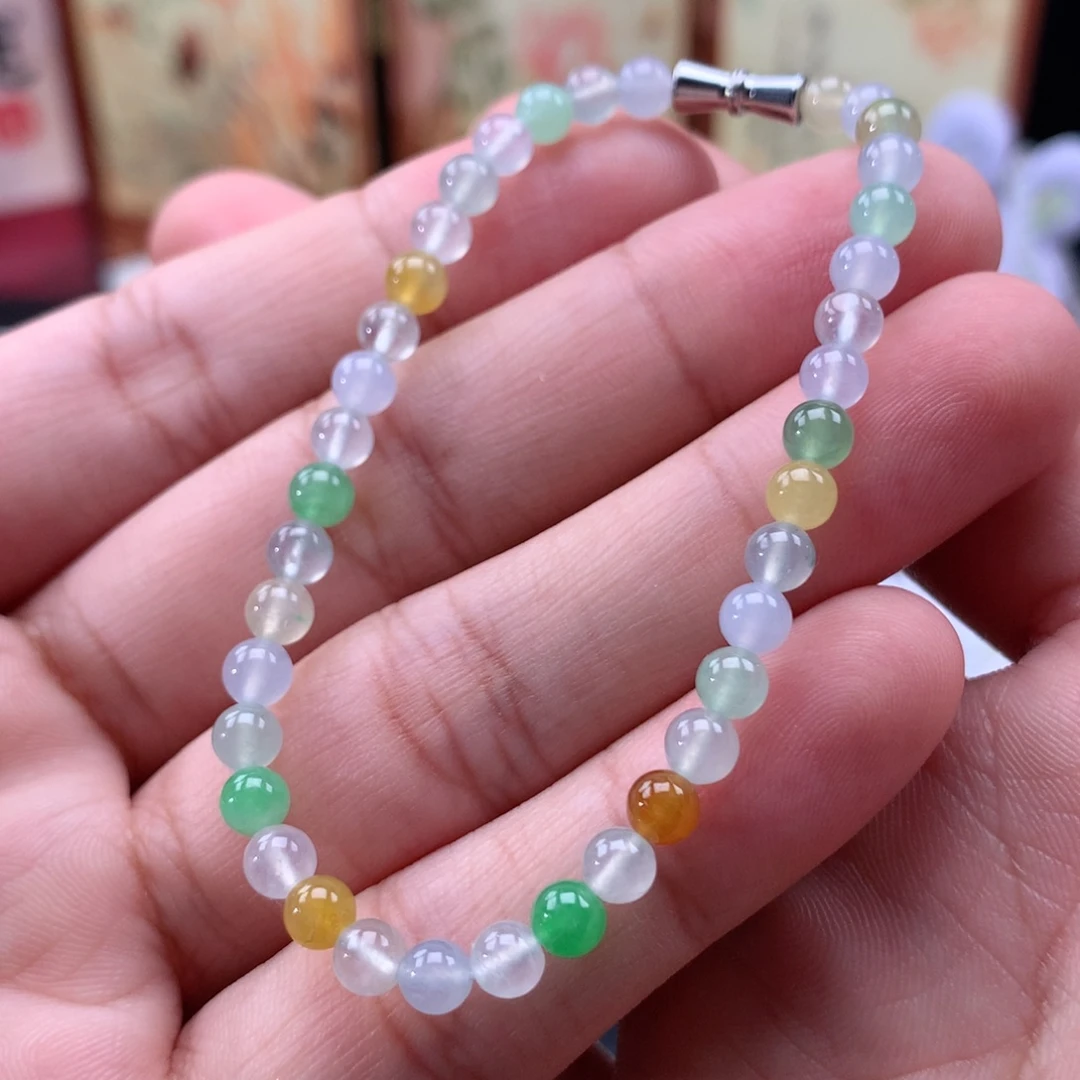 翡翠未镶嵌手链多宝卡4+