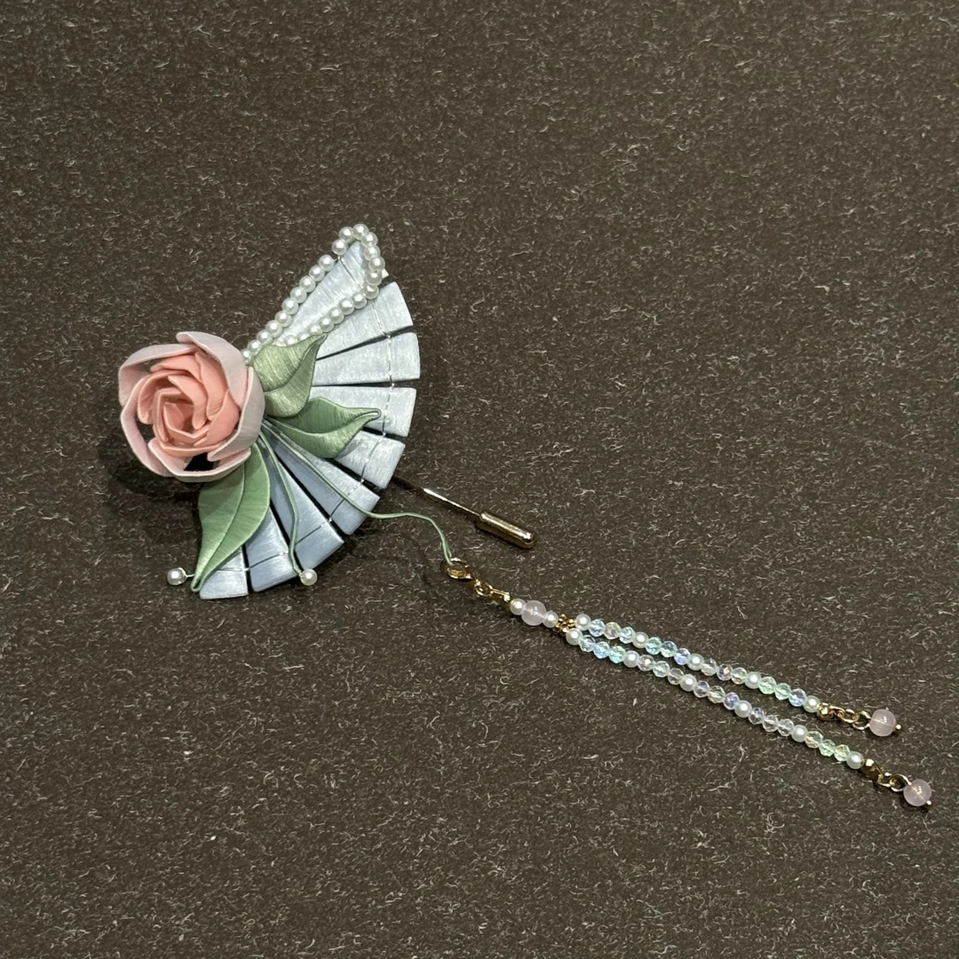 粉玫瑰缠花胸针 非遗技艺纯手工缠花服饰国风饰品