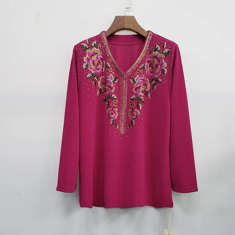 荣澜春季新款韩国进口醋酸提花上衣中老年妈妈上衣1656