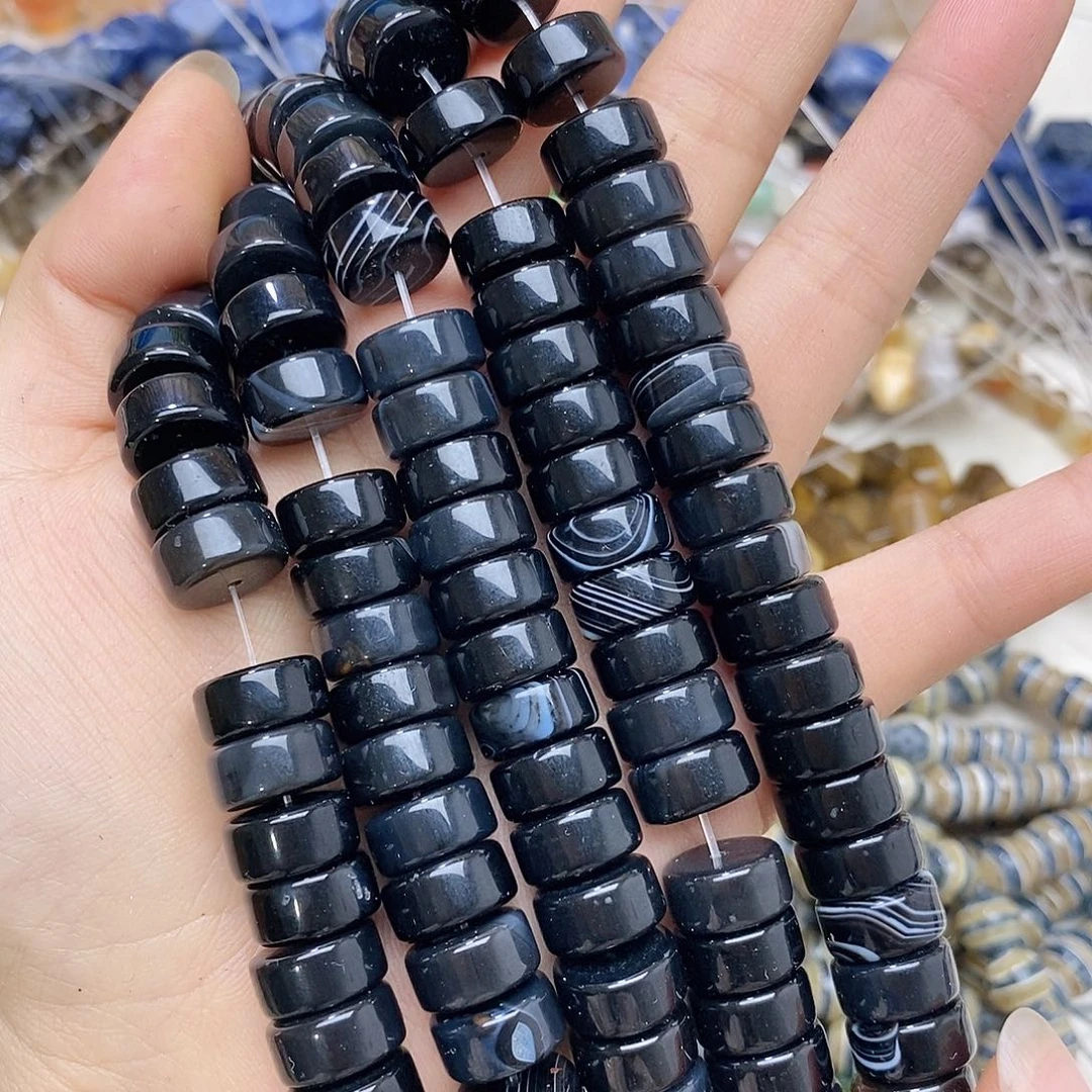 未镶嵌玛瑙/玉髓珠宝半成品黑玛瑙直切短款一条