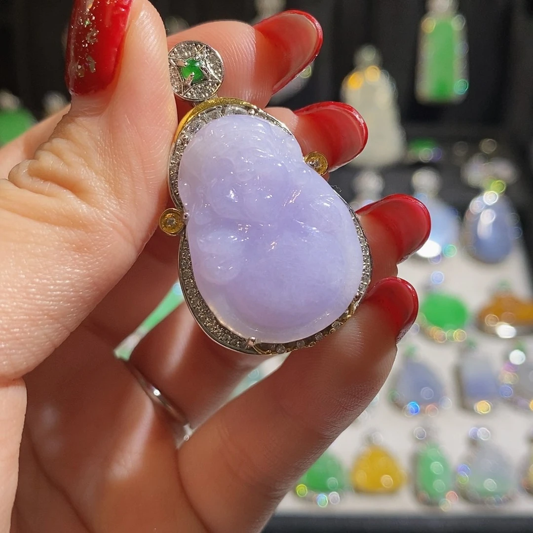 翡翠颈饰银S925镶嵌天然翡翠