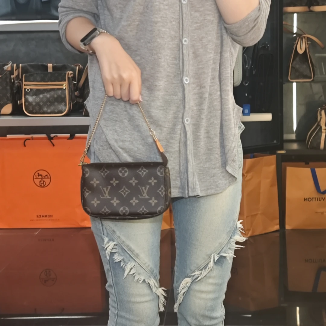 95新 LouisVuitton/路易威登 YUMU中古/LV 小号老花麻将包