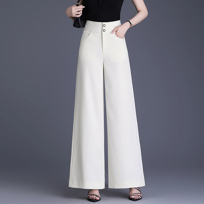时尚牛仔阔腿裤女2025新款春夏季薄款妈妈裤子高腰宽松直筒大脚裤