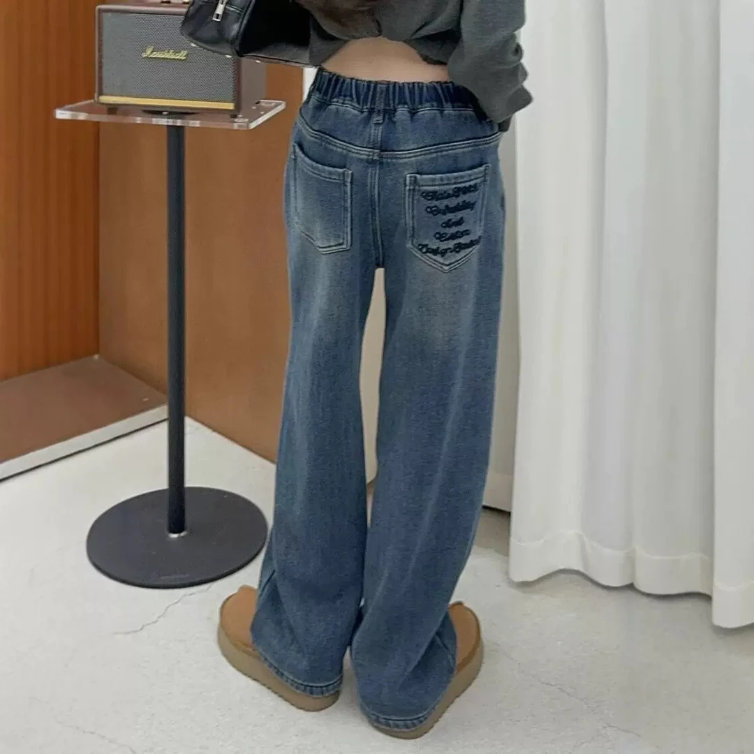 412-沫弛尔女大童2025一体绒冬款新品牛仔裤