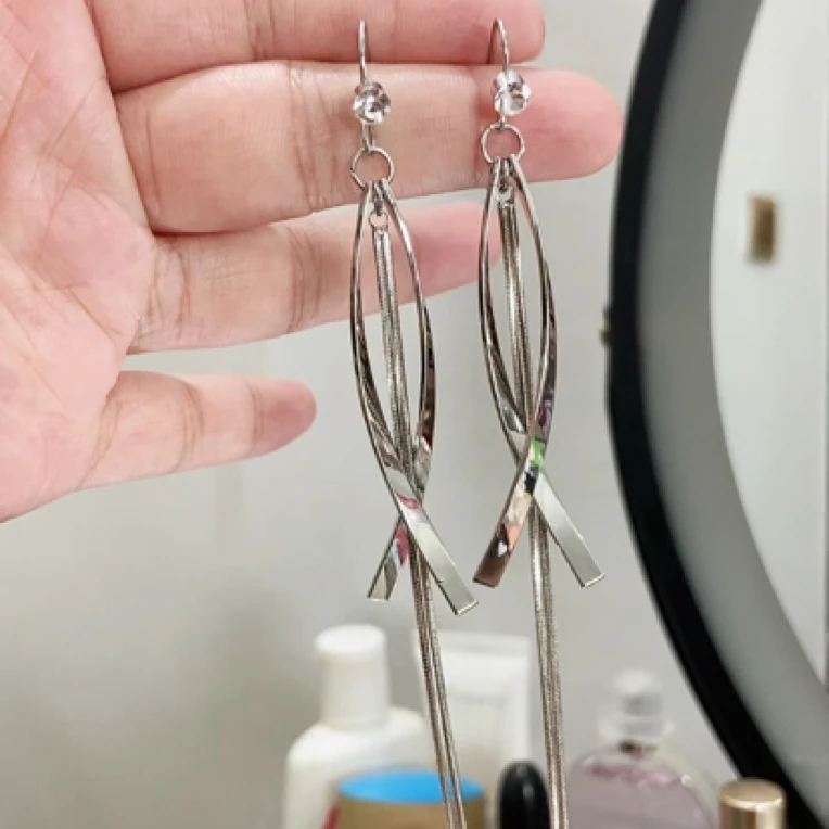 铜合金耳饰 小众流苏耳环韩版简约大气饰品时尚日韩气质显瘦