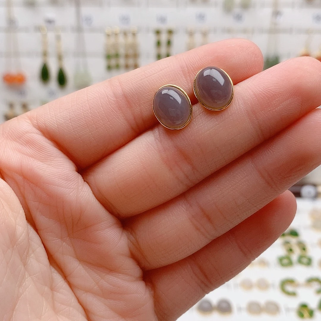 和田玉银S925镶嵌耳饰