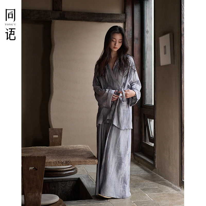 同语2025年新款睡衣女士春秋季梭织棉长袖套装女春夏可外穿家居服