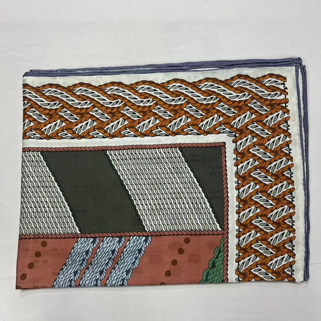 110意罗绸方巾-双色圆盘 提花双面异色105cm丝巾