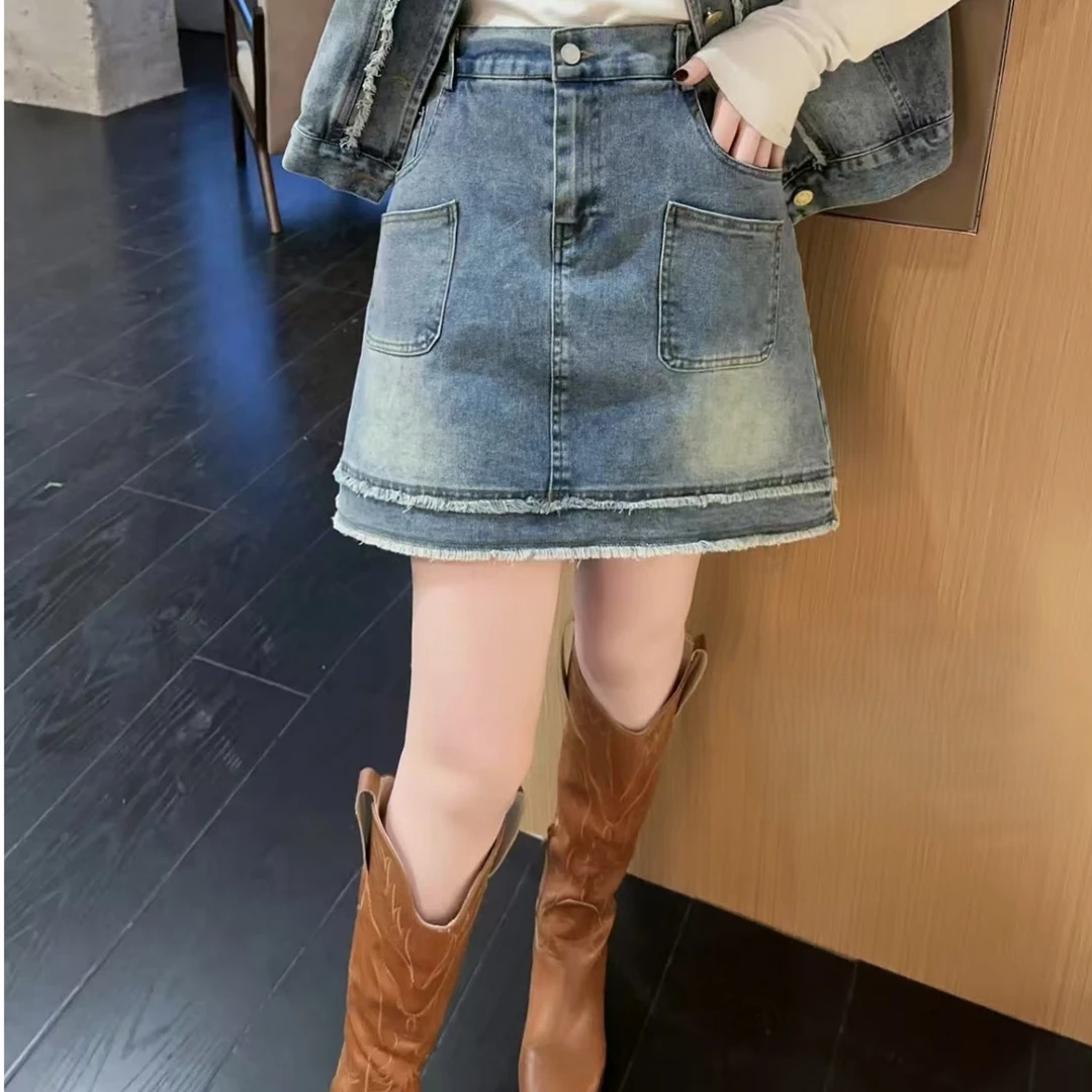 春夏牛仔半身裙-凡 5033时尚潮流毛边显瘦百搭款胖MM大码女装新款