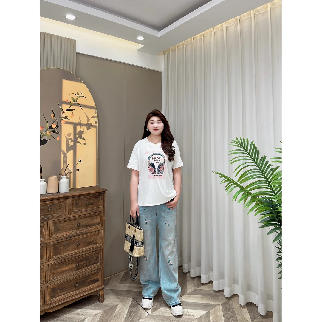 【上新】PMM81785 春夏新款复古简约百搭休闲显瘦绣花牛仔裤