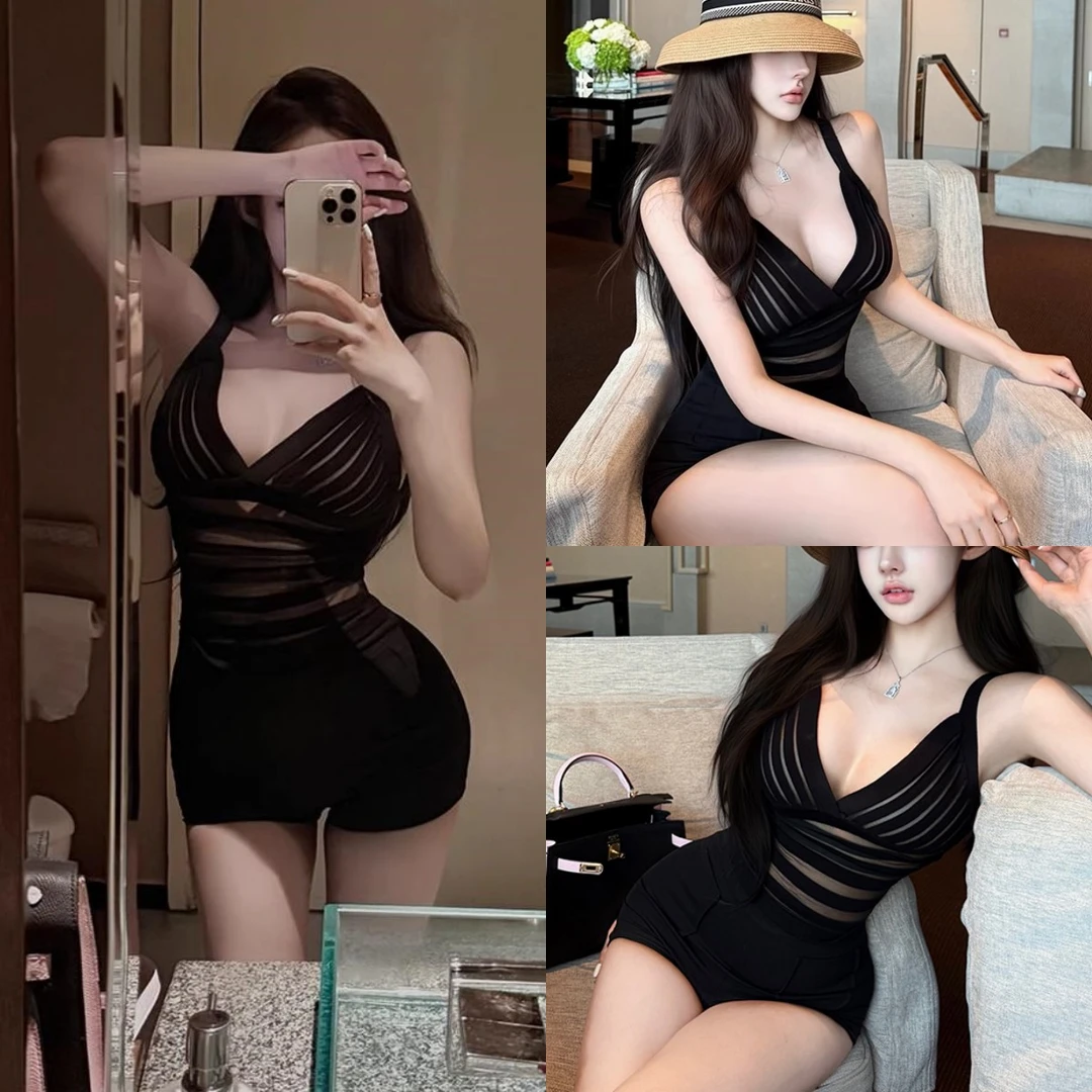 韩版性感姐系纯欲针织吊带V领镂空上衣背心打底吊带衫