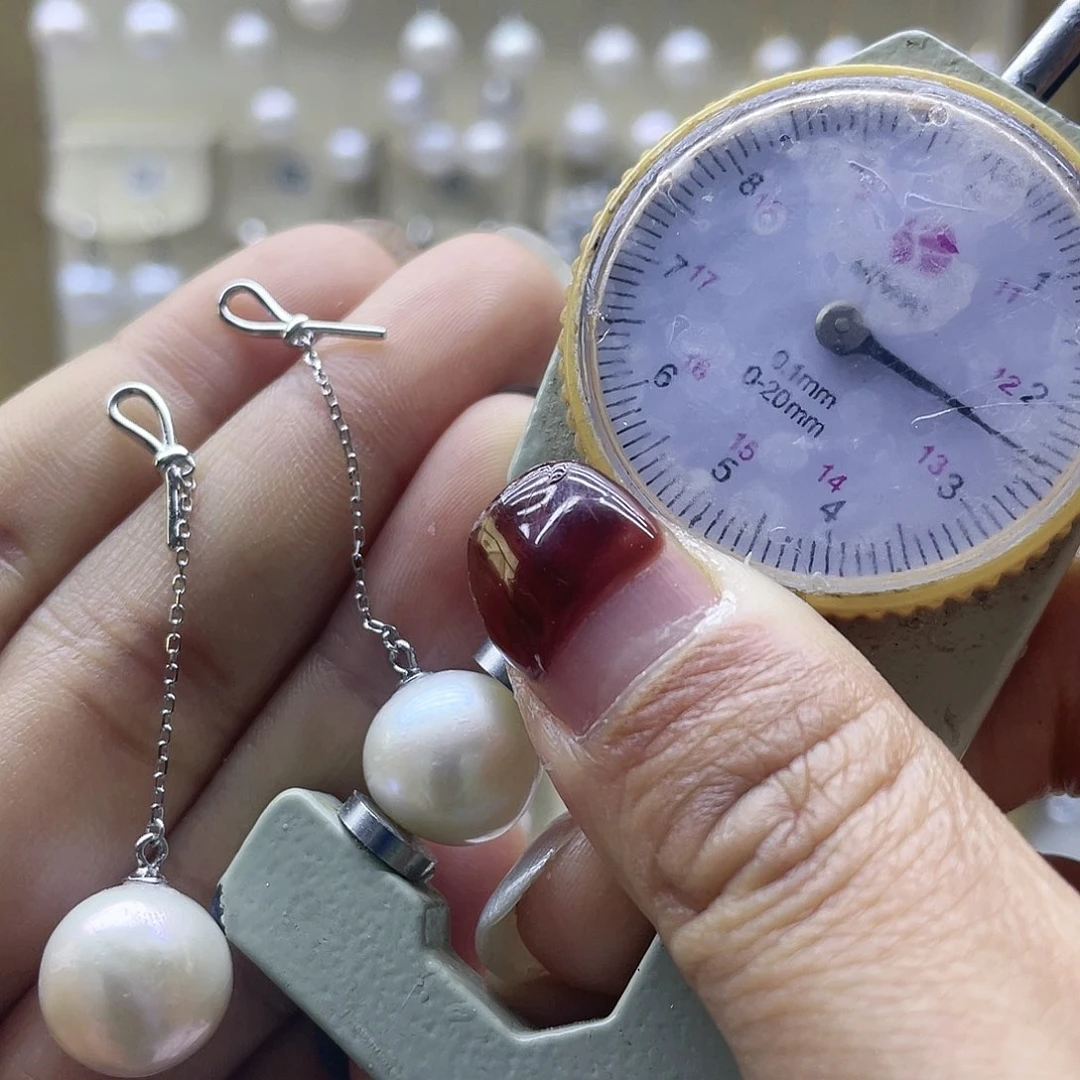 淡水珍珠耳饰银S925镶嵌