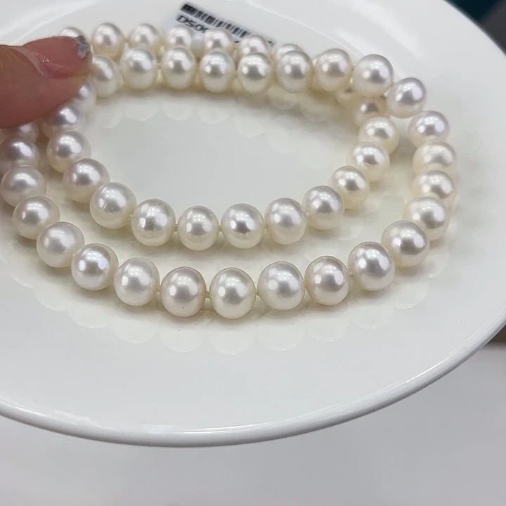 淡水珍珠颈饰银S925镶嵌卡9.5极光冷白高品