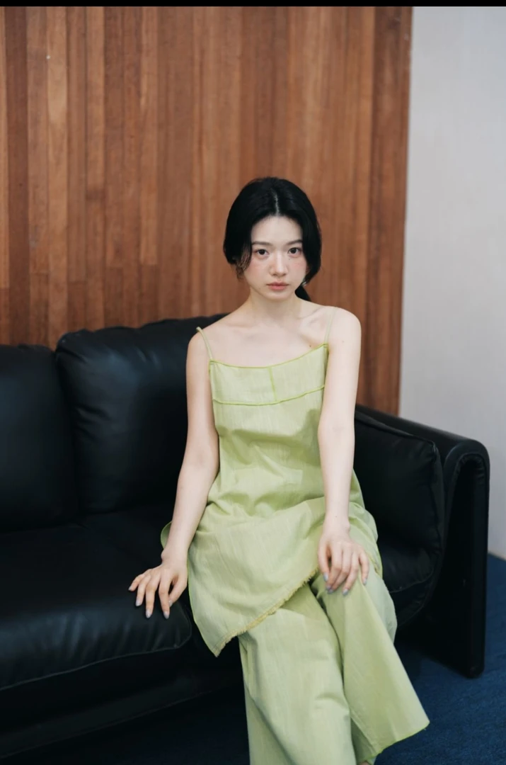 《蟲子姐姐专属》朵朵可可宽松女绿色吊带时尚家居服套装复古